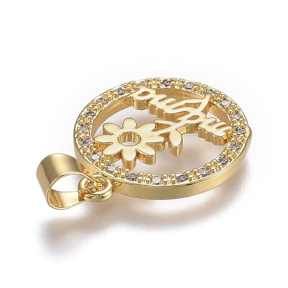 Dije colgante redondo mamá mom flor madre zircón / unidad3