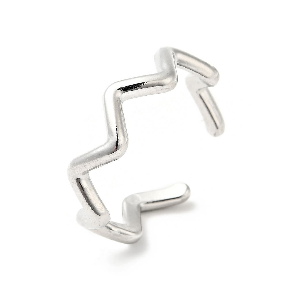 Anillo ajustable minimalista zig zag acero dorado plateado / unidad6