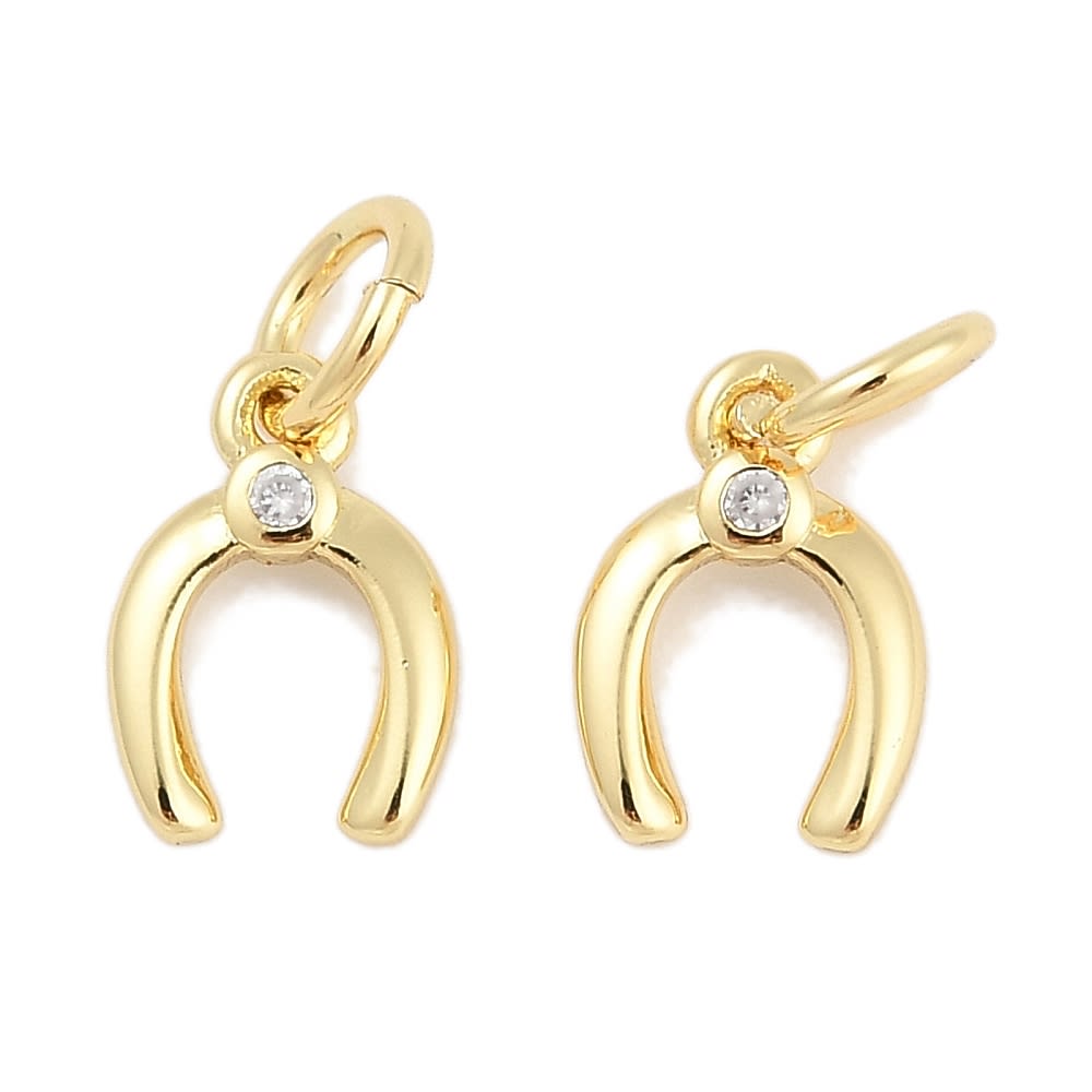 Dije colgante herradura amuleto suerte 9 mm baño oro zircón / unidad1