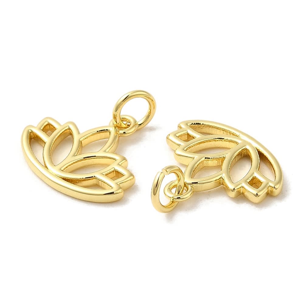Dije colgante flor de loto 13 mm baño de oro / unidad2