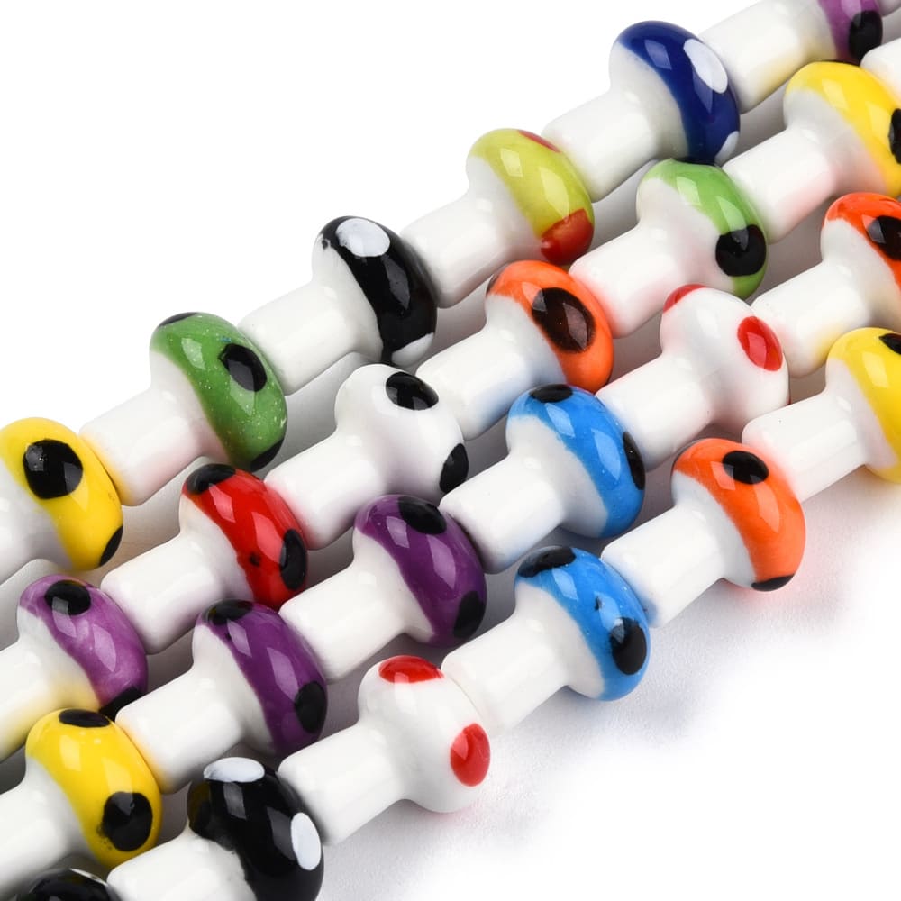 Pasador honguitos hongos multicolor porcelana / unidad1