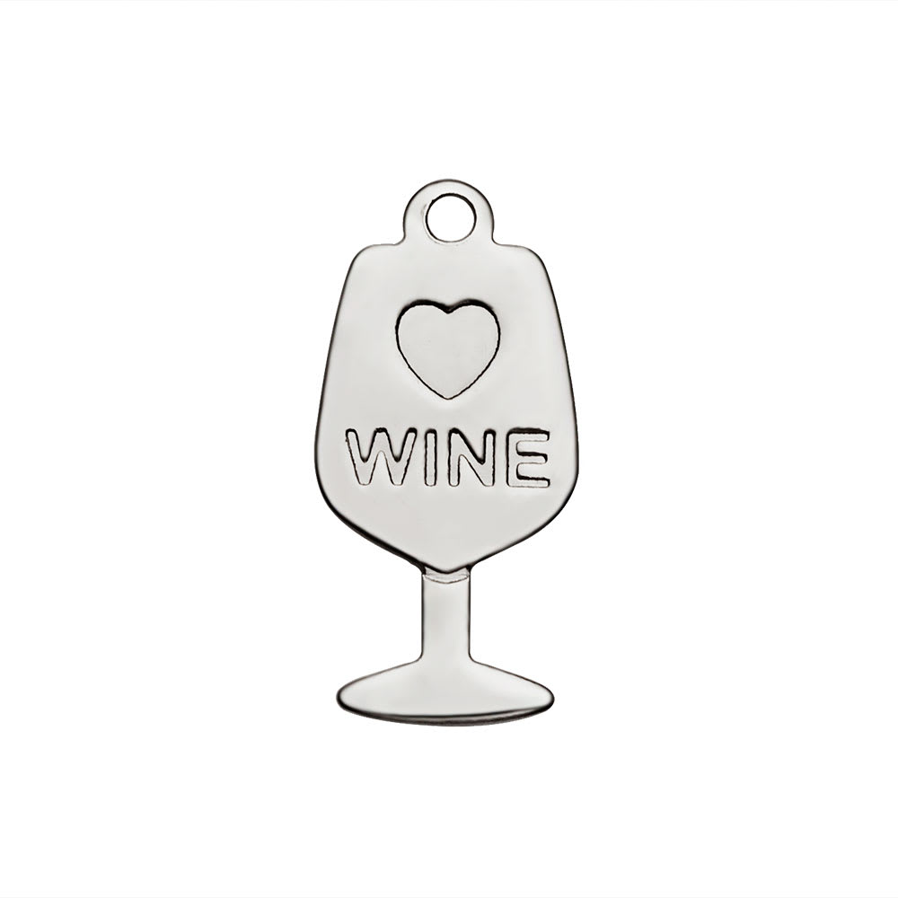Dije colgante copa de vino 18 mm acero / unidad1