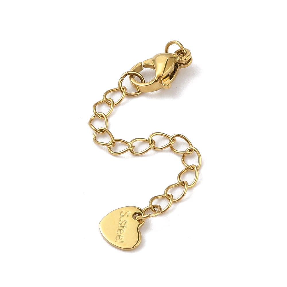 Cadena extensión alargador corazón con broche acero / unidad1