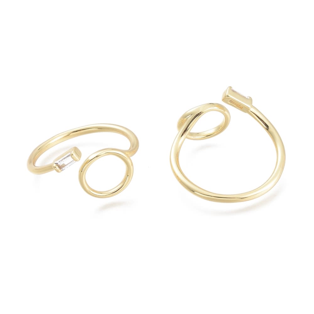 Anillo ajustable círculo minimalista zircón baño de oro / unidad3