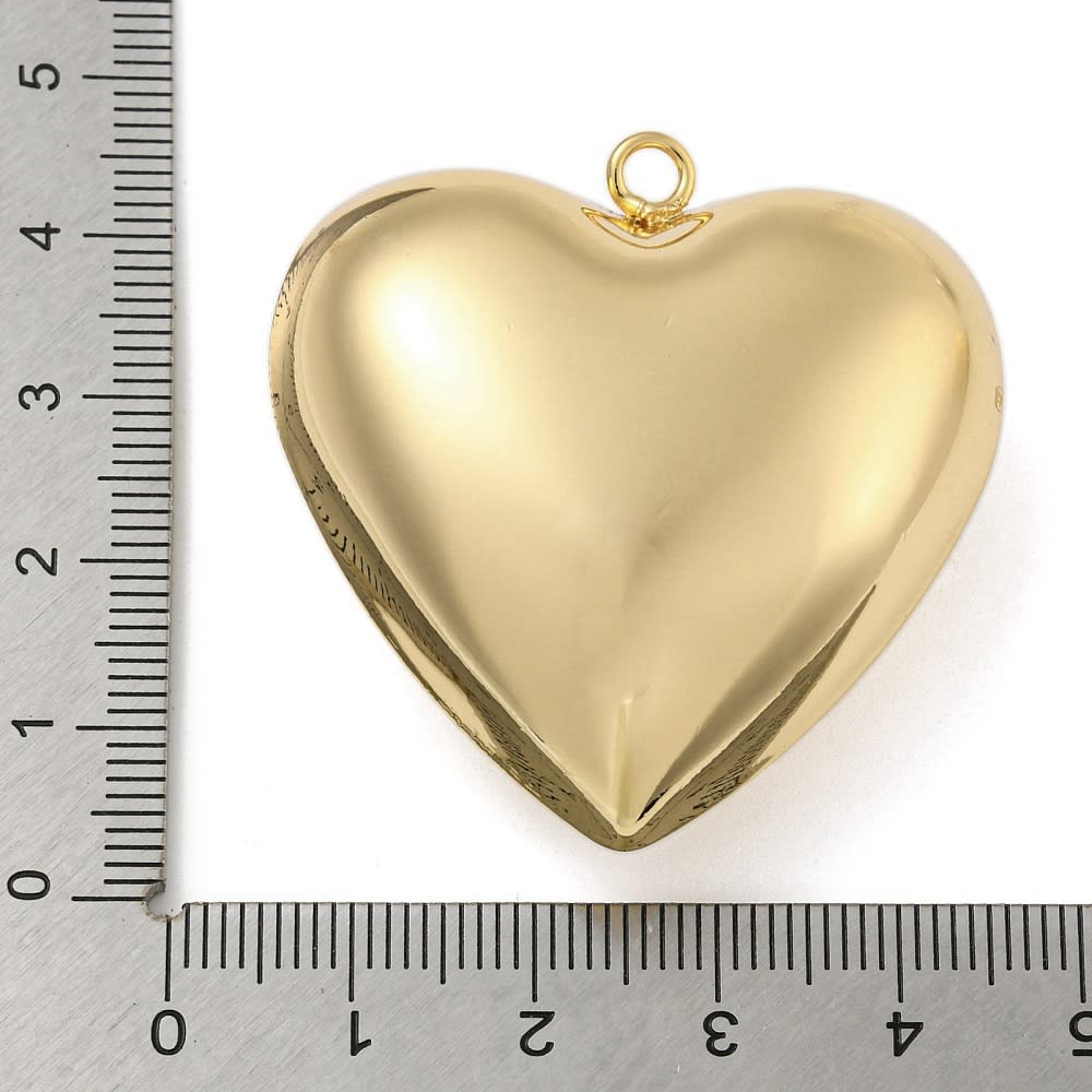 Maxi dije colgante corazón inflado 36 mm chunky baño de oro / unidad3