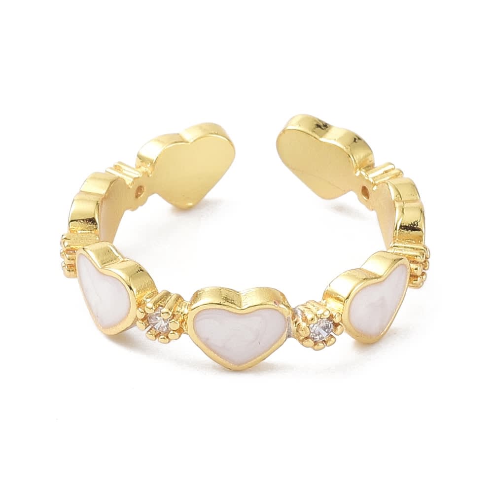 Anillo ajustable corazón nácar baño de oro / unidad4
