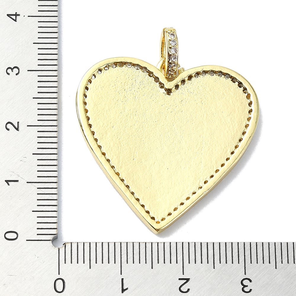 Maxi dije colgante corazón esmaltado zircón 31 mm baño de oro / unidad3