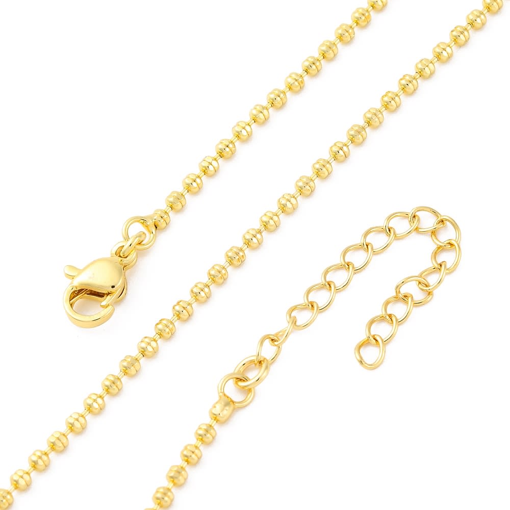 Cadena armada balines cilíndricos 2 mm baño oro / unidad1