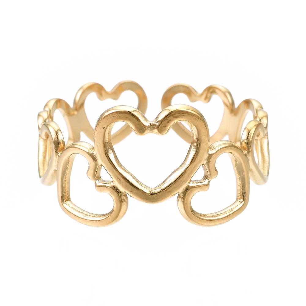 Anillo ajustable corazones grandes acero / unidad2