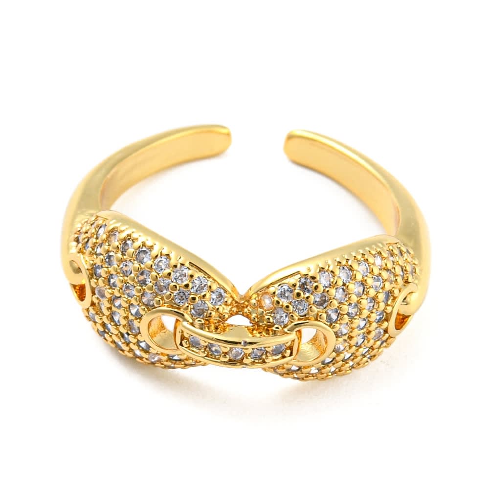 Anillo ajustable eslabones grano de café zircón baño de oro / unidad3