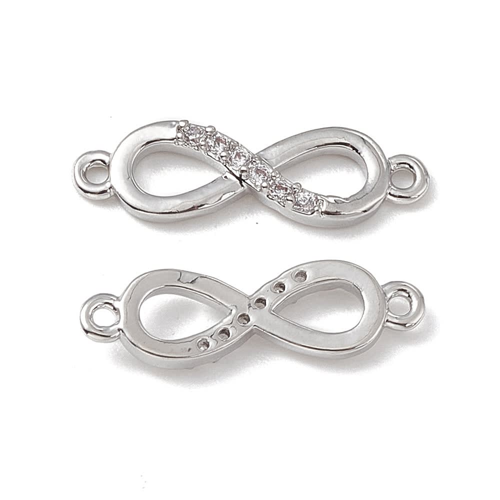 Dije conector infinito dorado plateado zircón / unidad8