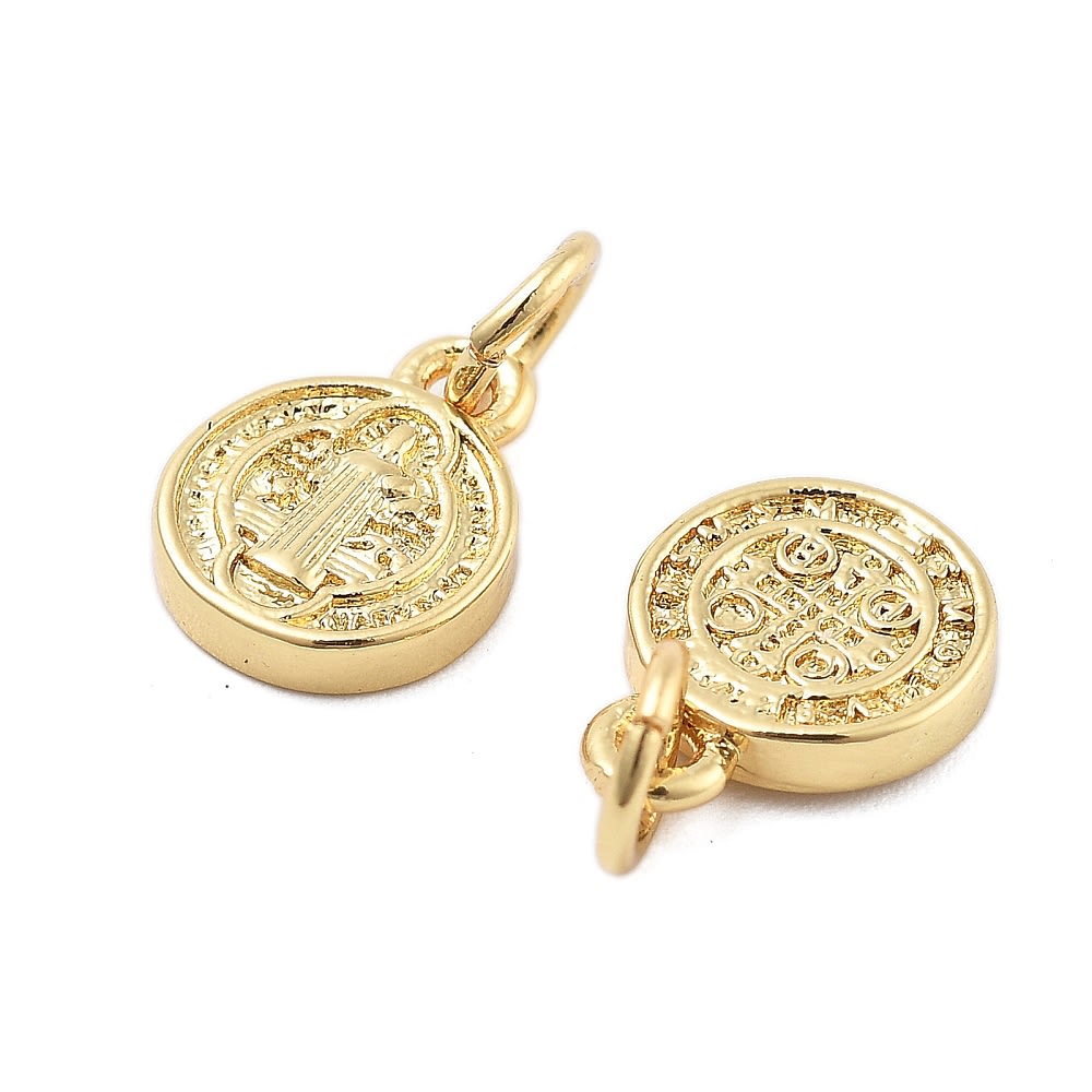 Dije colgante san benito 10.5 mm baño de oro / unidad2
