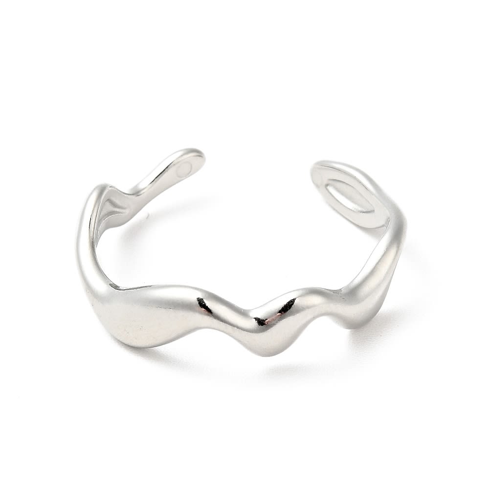 Anillo ajustable minimalista ondas acero dorado plateado / unidad2