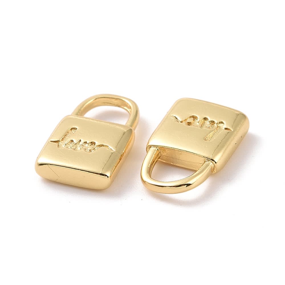 Dije colgante candado love 12 mm baño oro / unidad2