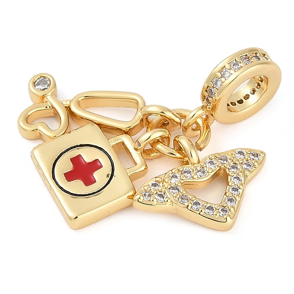Colgante europeo charm estetoscopio medicina zircón / unidad2