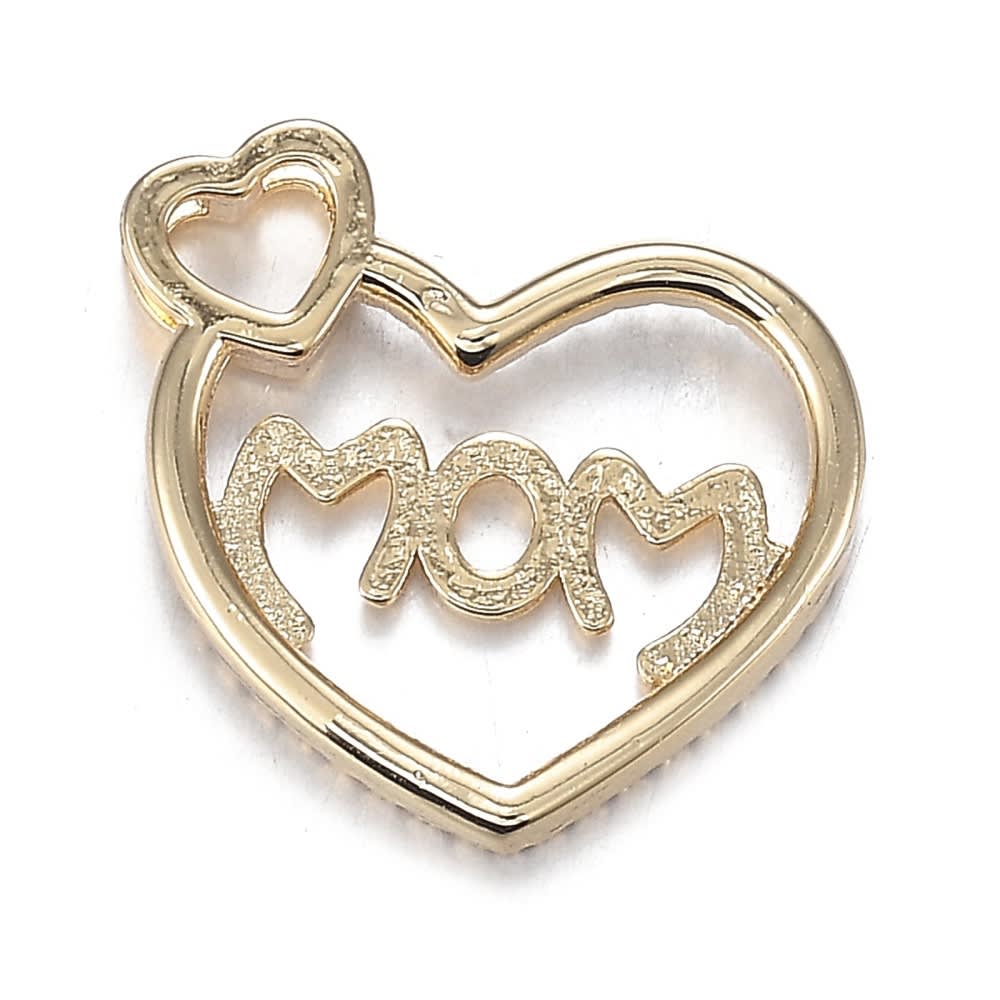 Dije pasador corazón mom baño de oro / unidad4