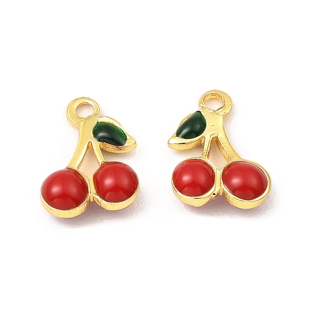 Dije colgante cereza guinda esmaltada 10 mm acero / unidad1