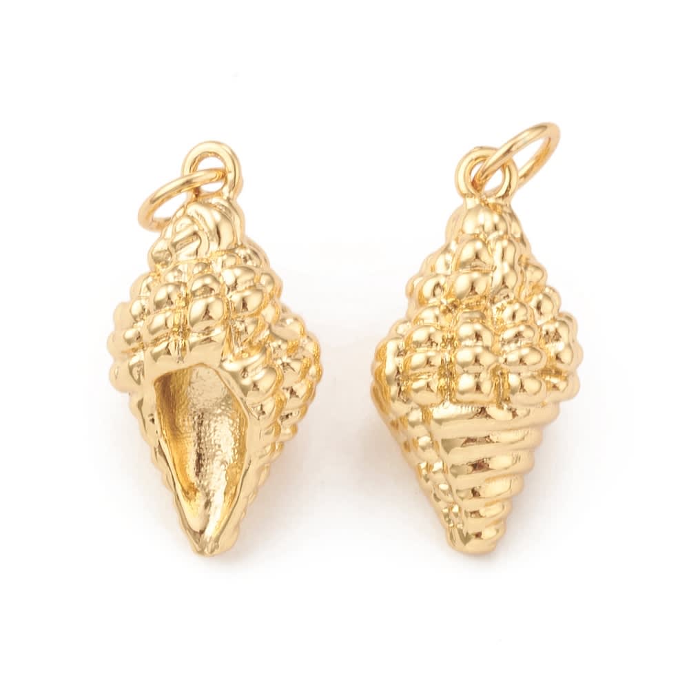 Dije colgante caracola caracol 18x9 mm baño de oro platino / unidad1