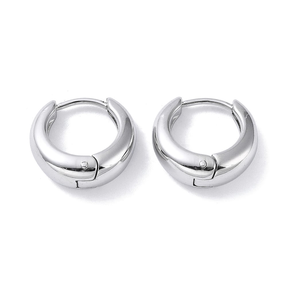 Aros argollas acero quirúrgico aretes hipoalargénicos huggie 15 mm / par2