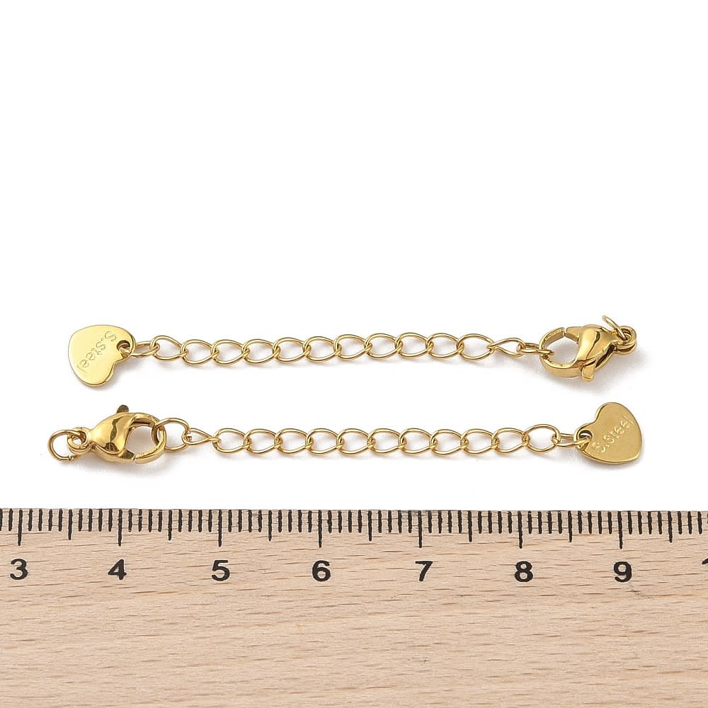 Cadena extensión alargador corazón con broche acero / unidad2