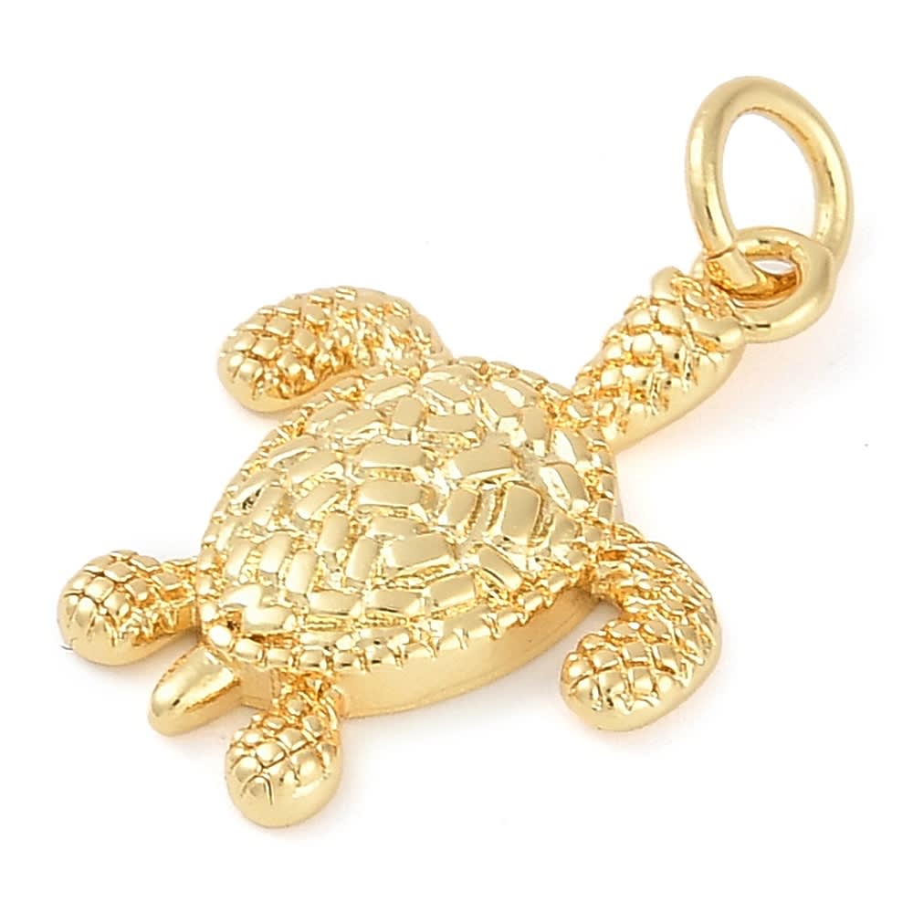 Dije colgante tortuga marina 18.5 mm baño de oro / unidad2