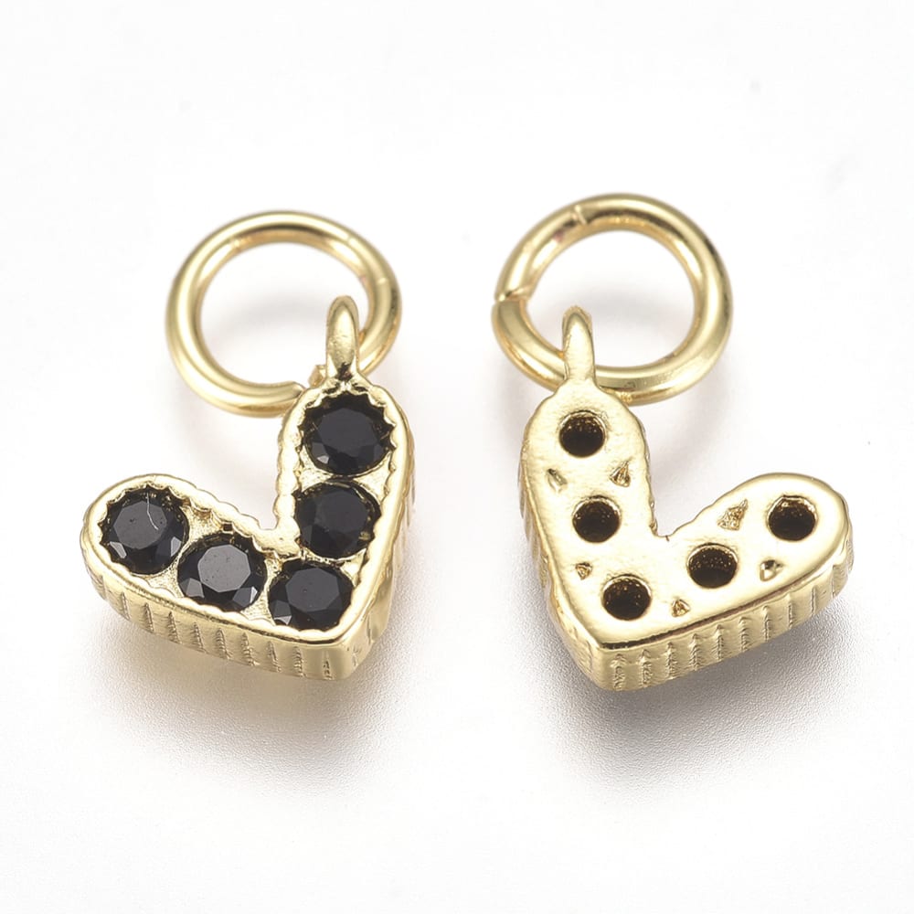 Dije colgante corazón zircón color baño de oro / unidad8