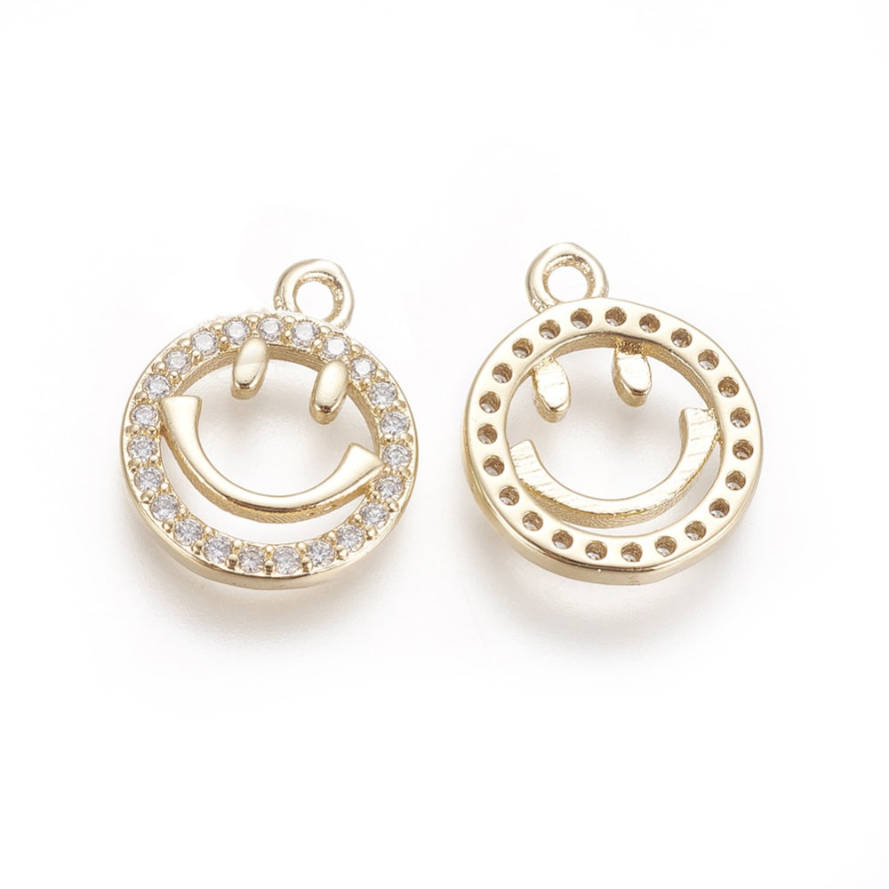 Dije colgante smiley face feliz baño de oro zircón / unidad2