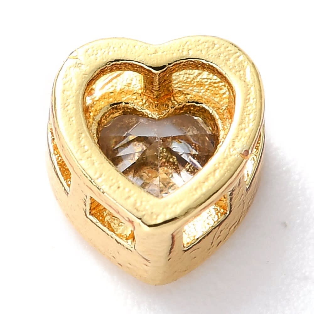 Dije pasador punto de luz corazón baño de oro / unidad4