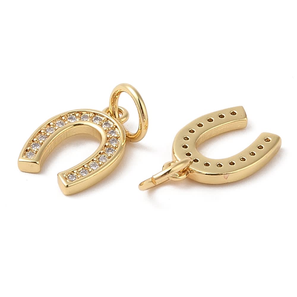 Dije colgante herradura amuleto suerte 15 mm dorado plateado / unidad4