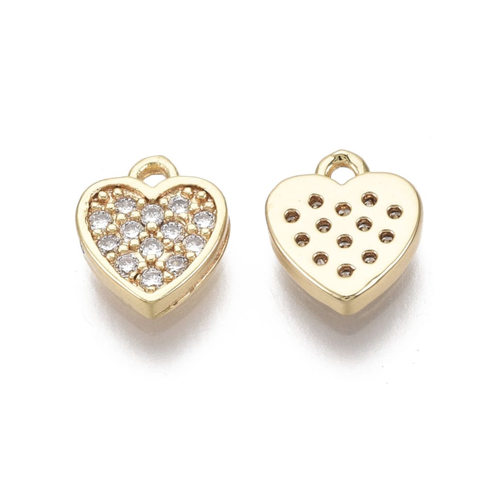 Dije colgante mini corazón 7.5 mm baño de oro zircón / unidad2