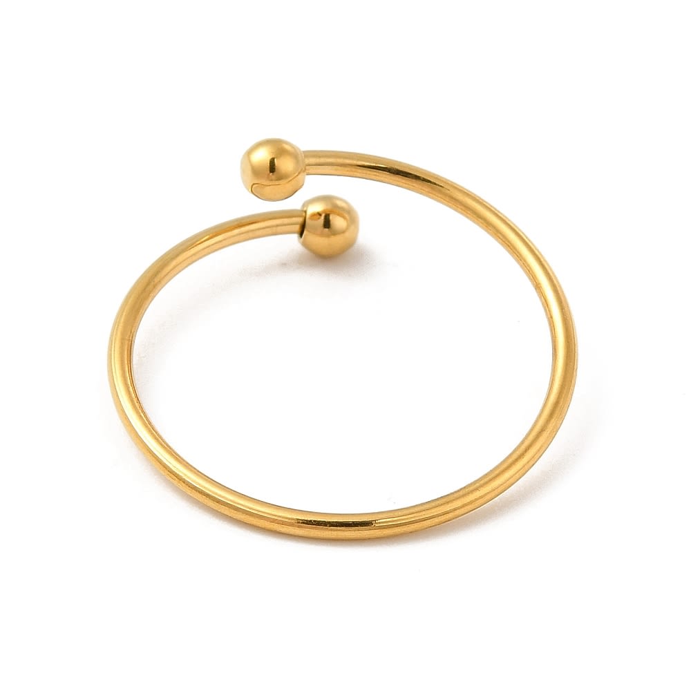 Anillo ajustable minimalista doble bola acero dorado / unidad3
