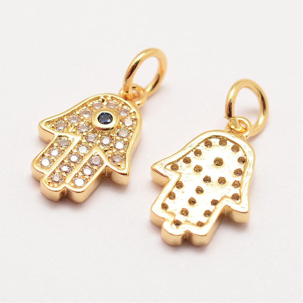 Dije colgante hamsa mano de fatima baño de oro / unidad1