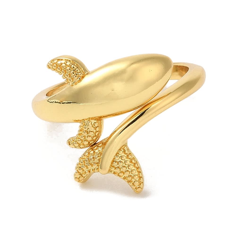 Anillo ajustable delfín mar baño de oro / unidad2