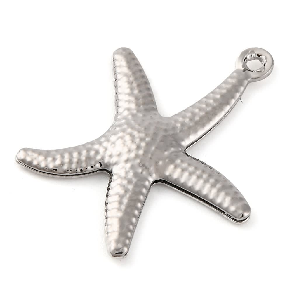 Dije colgante estrella de mar 22 mm baño oro platino / unidad2