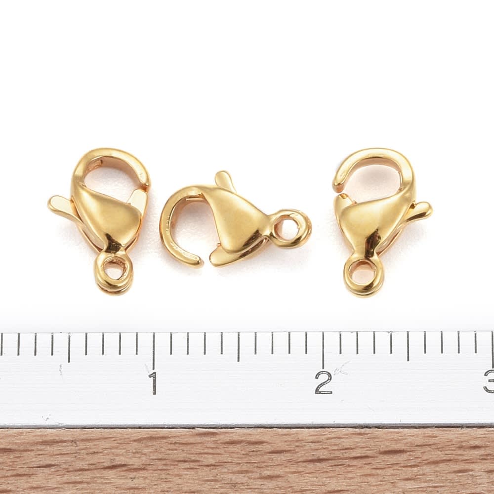 Broche pico loro 9 mm acero dorado / unidad2