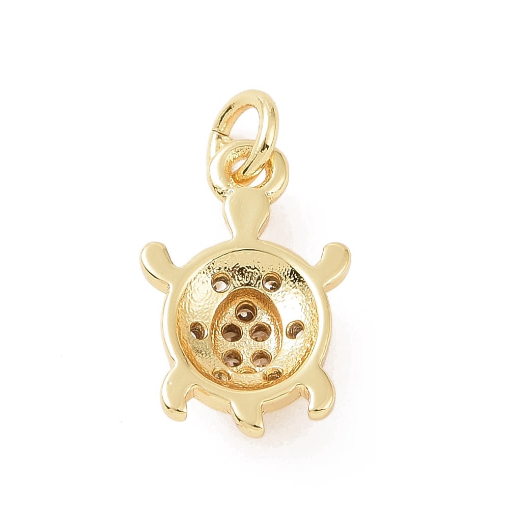 Dije colgante tortuga marina 13.5 mm zircón baño de oro / unidad3