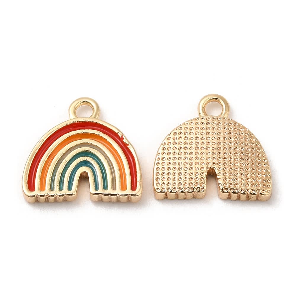 Dije colgante esmaltado arco iris 10 mm baño de oro / unidad2