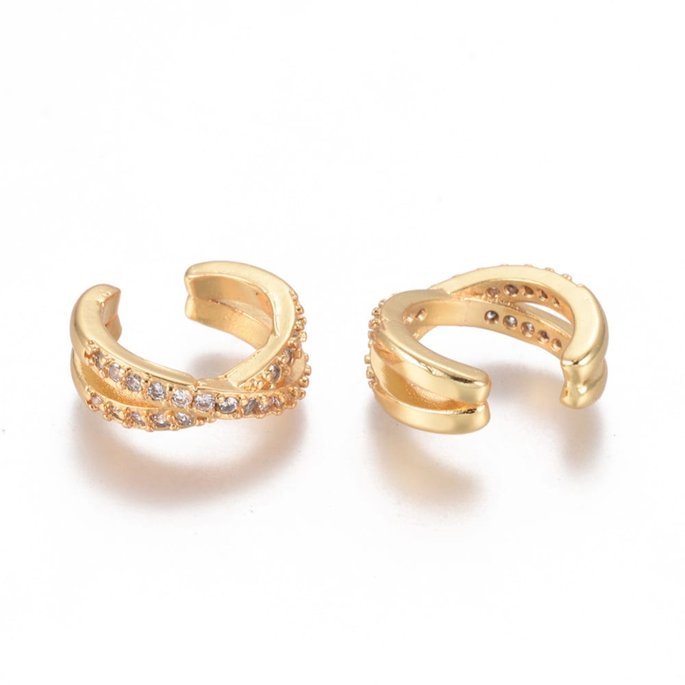 Ear cuff aros solitarios zircon cruzado baño de oro / unidad2