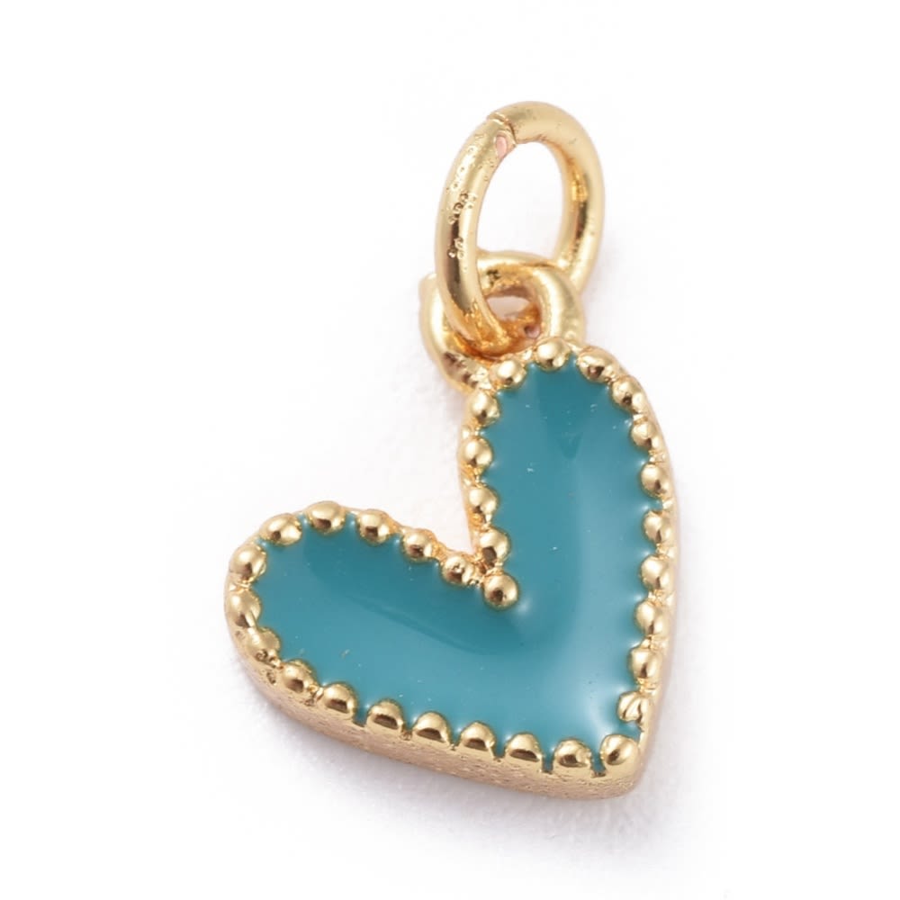 Dije esmaltado mini corazón heart 9 mm baño de oro / unidad5