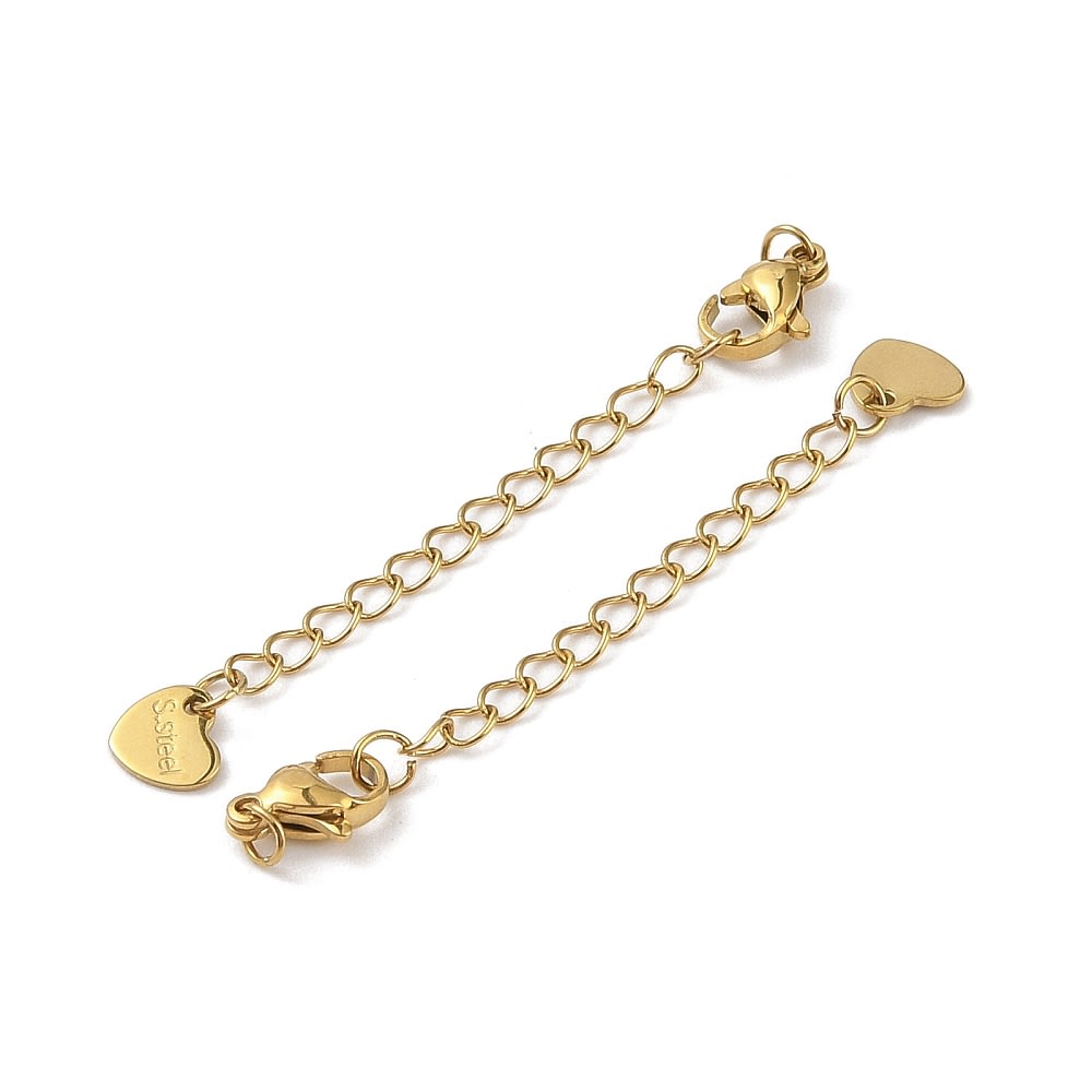 Cadena extensión alargador corazón con broche acero / unidad3