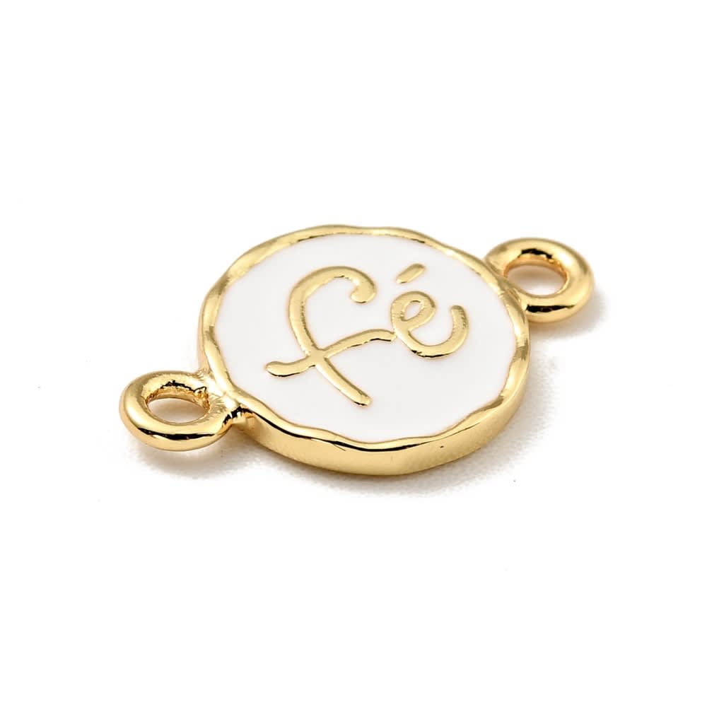 Dije conector esmaltado círculo fe 15 mm baño oro / unidad2