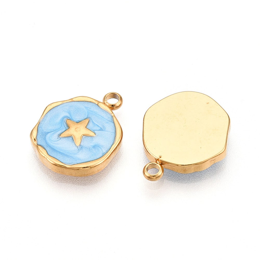 Dije colgante esmaltado estrella acero dorado / unidad2