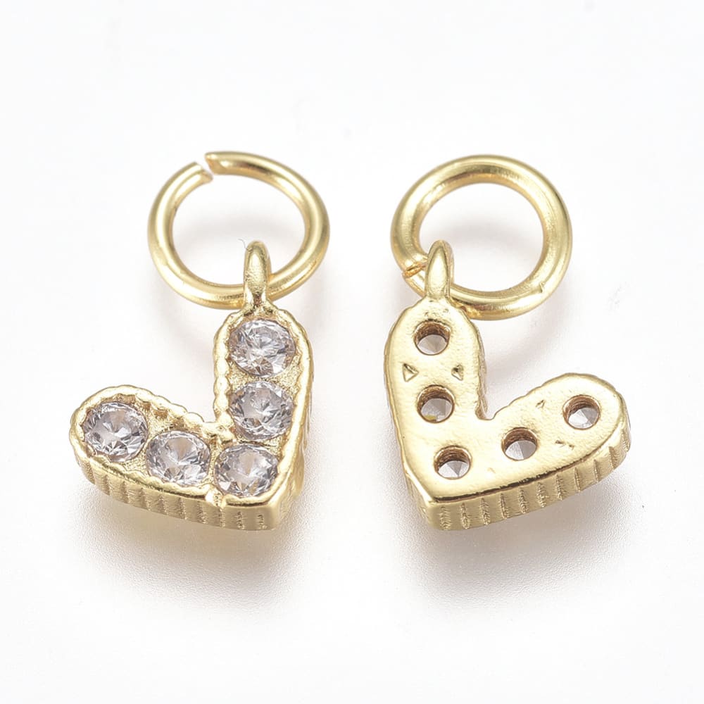 Dije colgante corazón zircón color baño de oro / unidad11