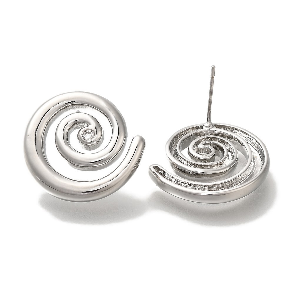 Aros topo topito caracol espiral 20 mm baño oro platino / par2