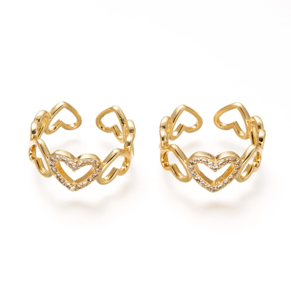 Anillo ajustable corazón brillante baño de oro / unidad3