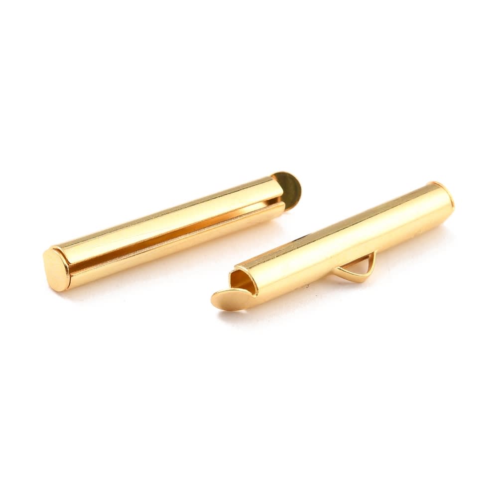 Terminal tubo para pulsera collar 10-40 mm acero dorado / par3