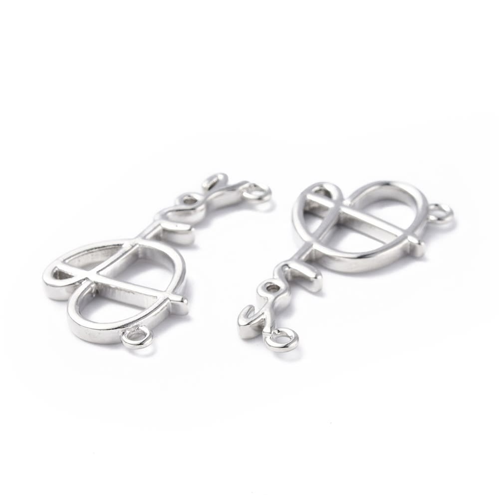 Dije conector Dios 20 mm dorado plateado / unidad4