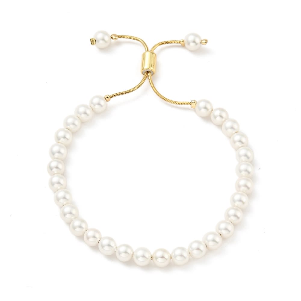 Pulsera ajustable de perlas 6 mm y baño de oro / unidad1