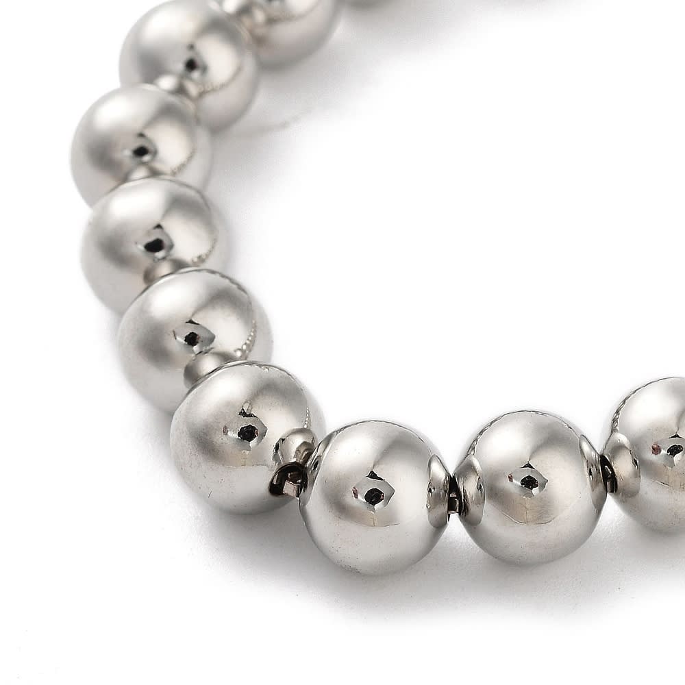 Pulsera ajustable balines 8 mm baño platino / unidad2