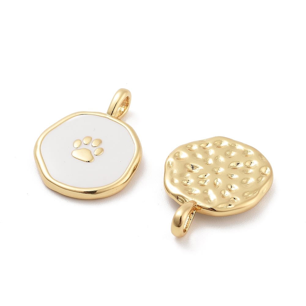 Dije colgante esmaltado patita mascota 18.5 mm baño de oro / unidad2